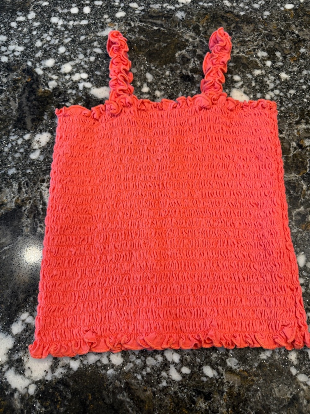 art class Coral Pink Smocked Ruffle Strap Tank